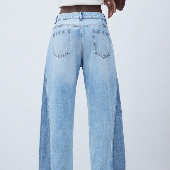 Light Wash Casual Women's Wide Leg Low Rise Jeans - Picture 2 of 6